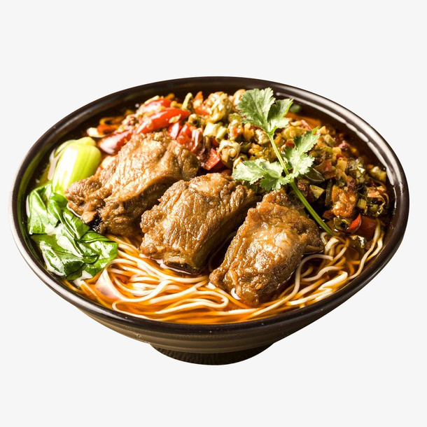 一碗热腾腾的红烧排骨面免抠