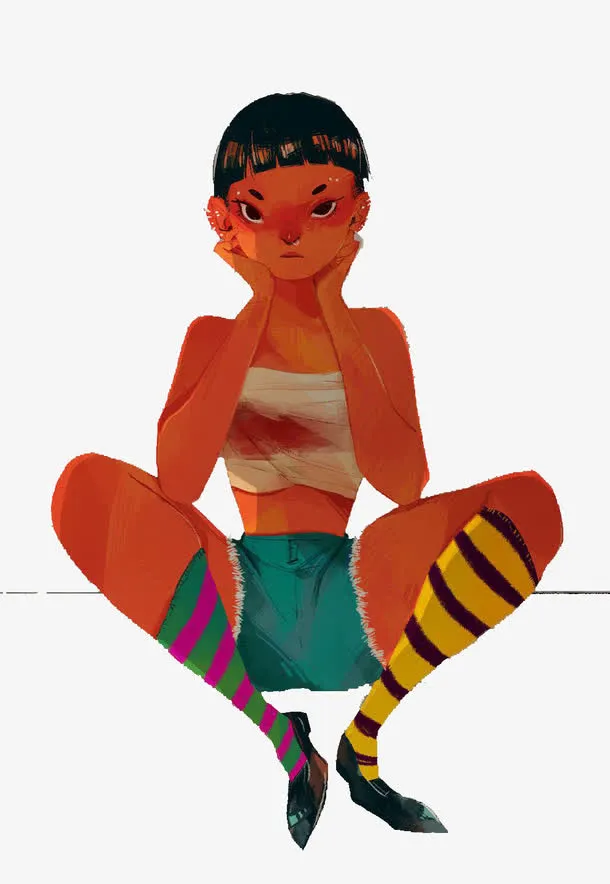 正在思考的女孩免抠
