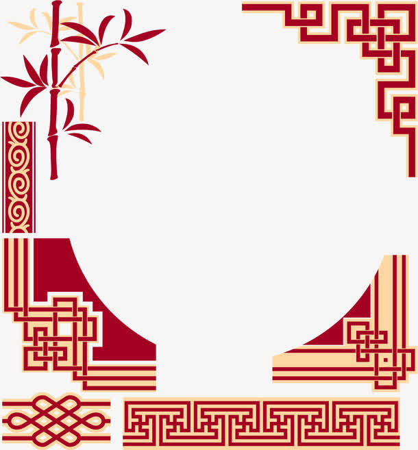 中国经典边框矢量线框图免抠