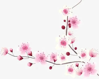 浪漫春天粉红桃花免抠