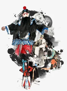 手绘的戏曲演员免抠