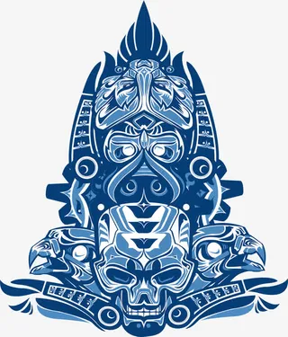 矢量民族蓝色印染图腾免抠