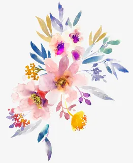 唯美水彩水墨花朵免抠