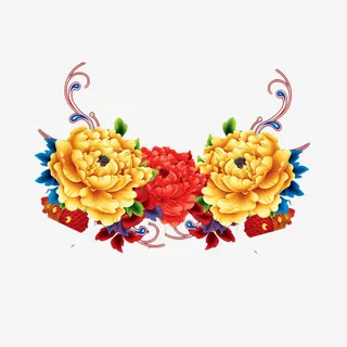 三朵富贵金边牡丹免抠