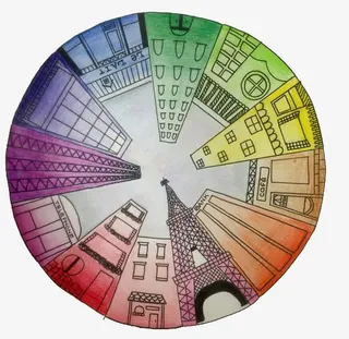 手绘透视建筑免抠