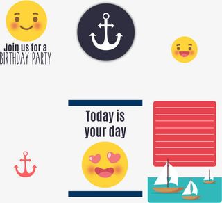 黄色表情包卡片免抠