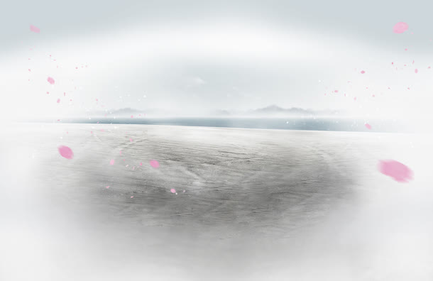 粉色花瓣点缀风景免抠