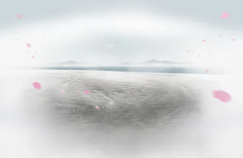 粉色花瓣点缀风景免抠