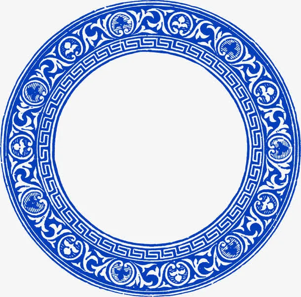手绘蓝色中国风花纹纹理免抠
