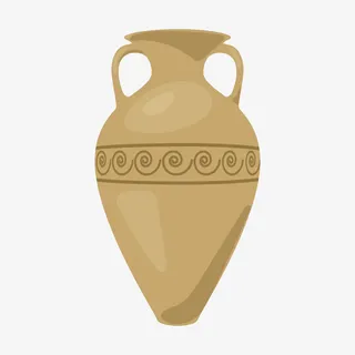 棕色波浪纹理的花瓶古代器物卡通免抠