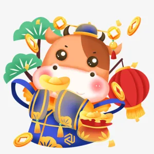 卡通牛牛年手绘免抠