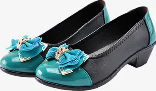 蓝色女鞋舒适低跟春季免抠