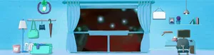 手绘房间窗户海报banner背景高清