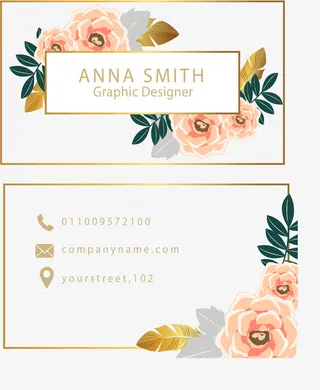 粉色玫瑰花名片模板免抠