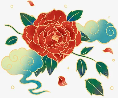国潮植物牡丹元素免抠