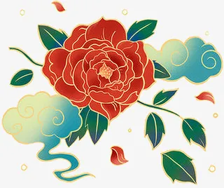 国潮植物牡丹元素免抠