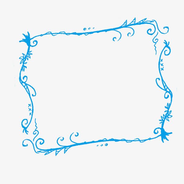 蓝色框架粉笔图案免抠