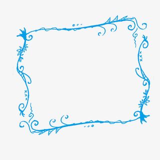 蓝色框架粉笔图案免抠