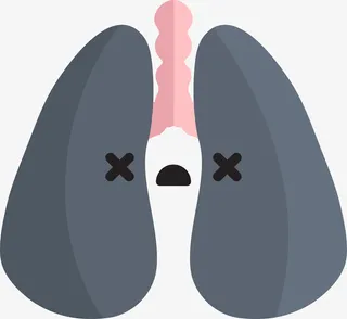 黑色卡通受伤的肺部免抠