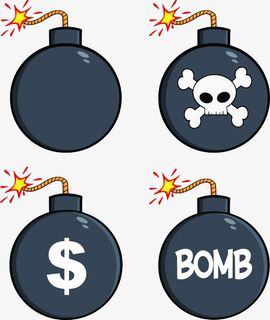 4个点燃的手雷弹免抠