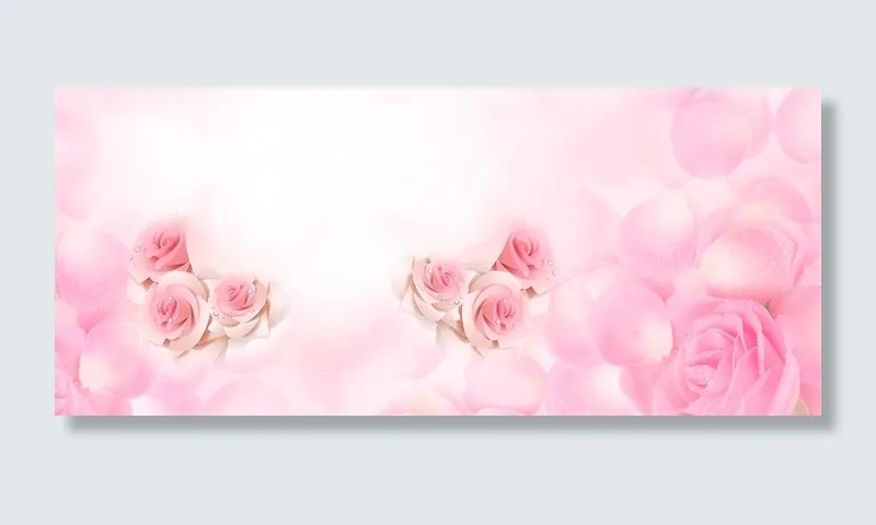 粉色浪漫玫瑰爱情情人节背景banner高清