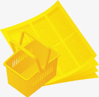 购物篮和宣传单页免抠