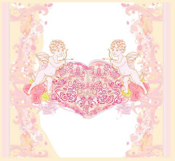 丘比特爱心花纹背景