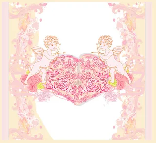 丘比特爱心花纹背景