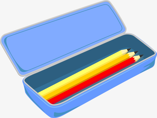 蓝色金属材质矢量笔盒免抠