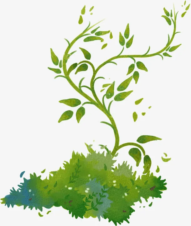 春天绿色艺术线条免抠