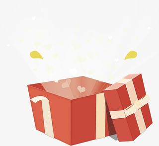 发光的红色礼盒装饰免抠