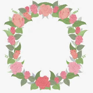 玫瑰花环绿叶植物免抠