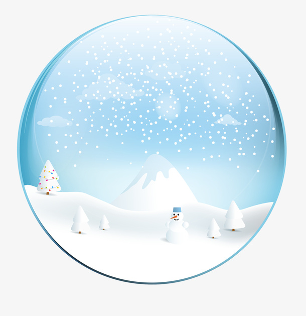 蓝色雪地水晶球免抠
