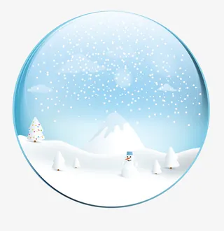 蓝色雪地水晶球免抠
