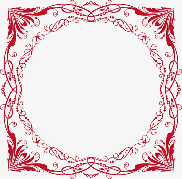 红色节日花纹边框免抠