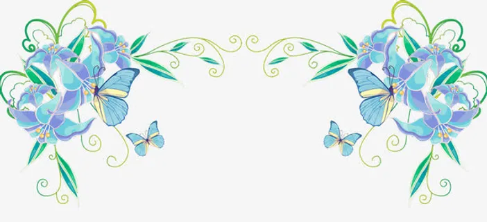 淡蓝色花纹图案免抠装饰植物元素