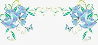 淡蓝色花纹图案免抠装饰植物元素