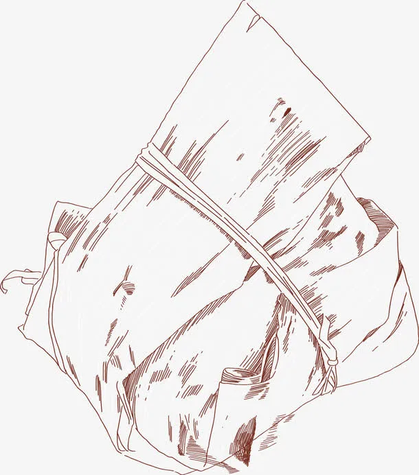 手绘线描棕子免抠