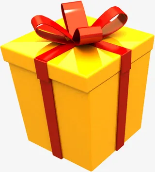 黄色卡通方形礼盒免抠