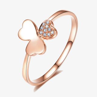 蝴蝶爱心戒指免抠