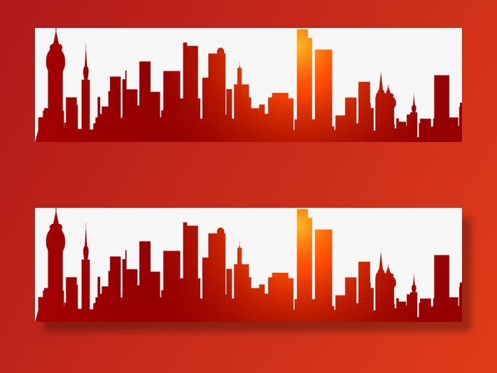 红色城市建筑免抠