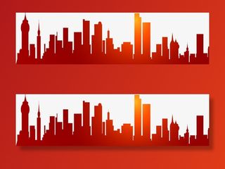 红色城市建筑免抠