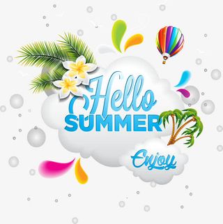 白色云朵夏日海报免抠