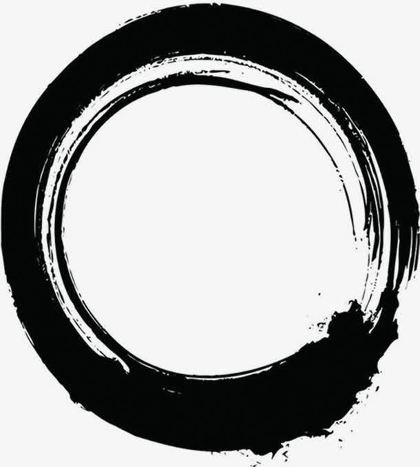 黑色水墨圆圈样式免抠