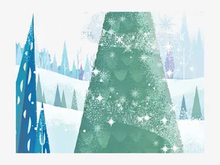 卡通雪地大树免抠