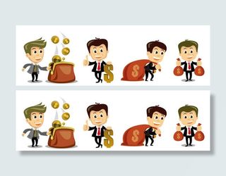 金融理财卡通小人背景banner免抠