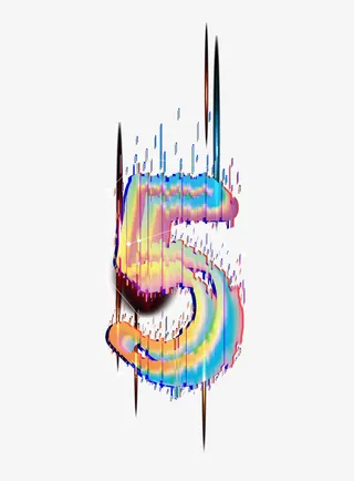 炫酷数字5周年渐变数字免抠