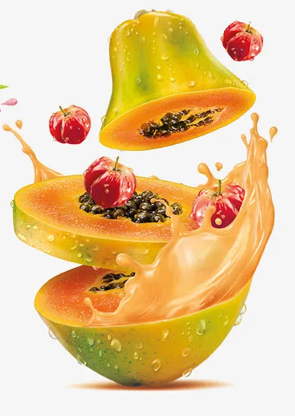 木瓜牛奶水果素材免抠