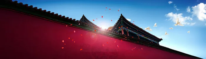 宫殿花瓣鸽子古风唯美背景图高清