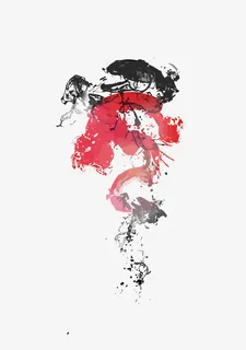 矢量水墨花纹免抠